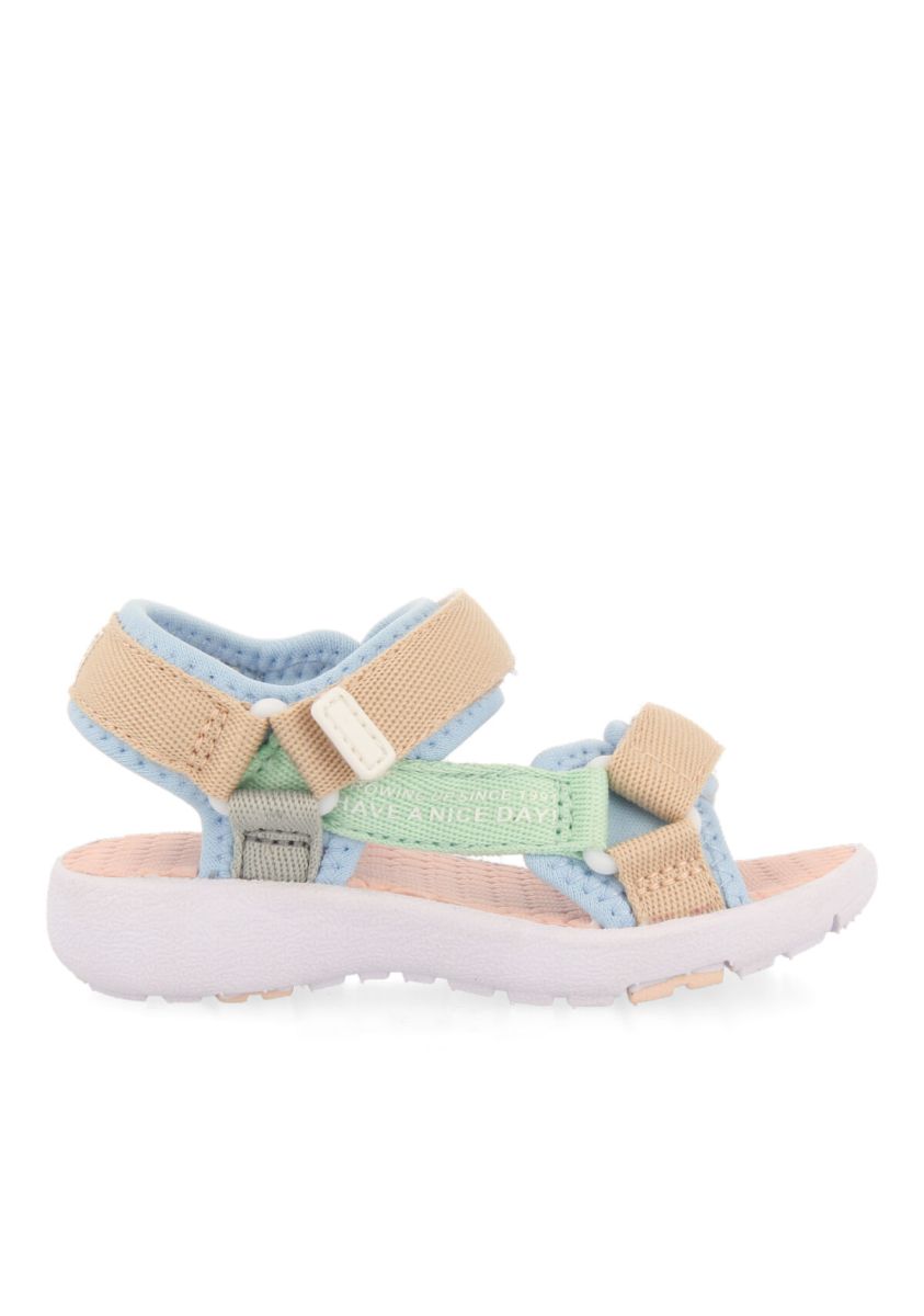 Sandalias de aspecto deportivo color turquesa con cintas multicolores para bebÃ© rochedo - TURQUESA