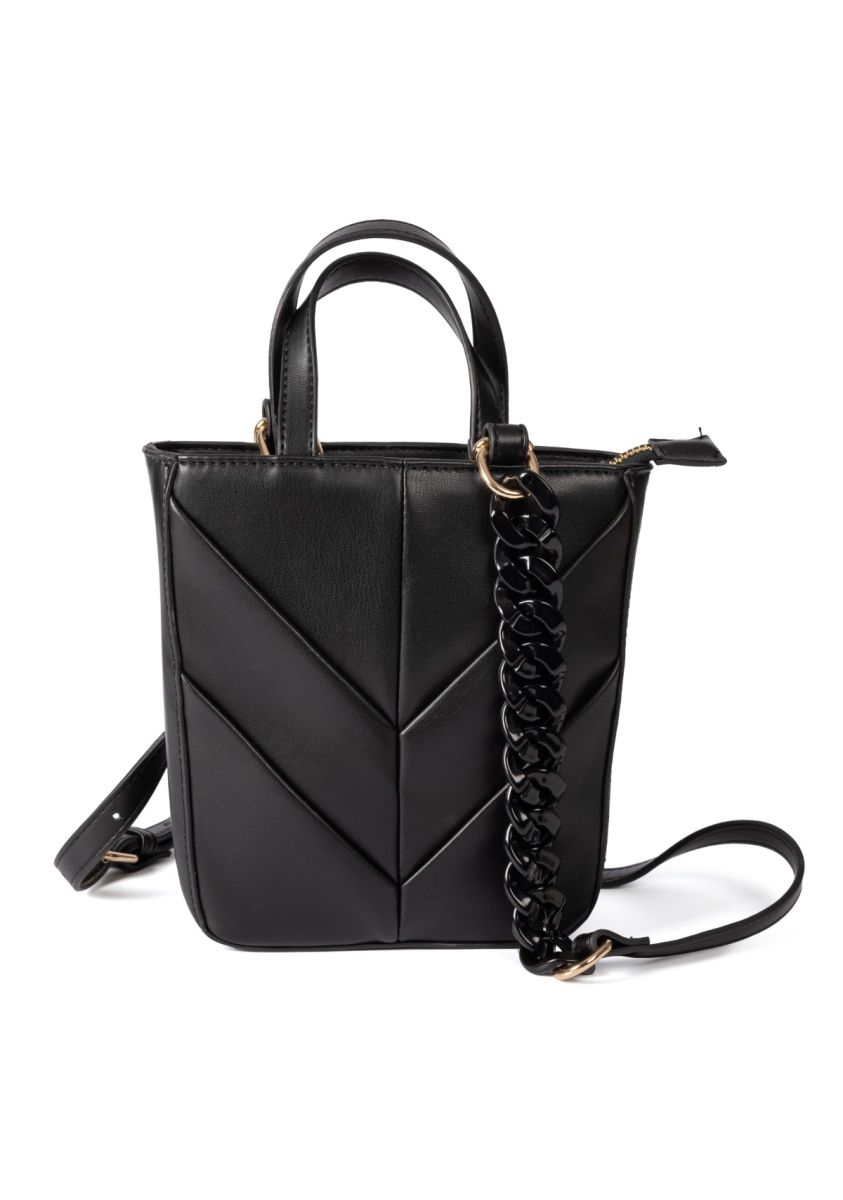 Bolso negro acolchado con asa de cadena - cleland  - NEGRO