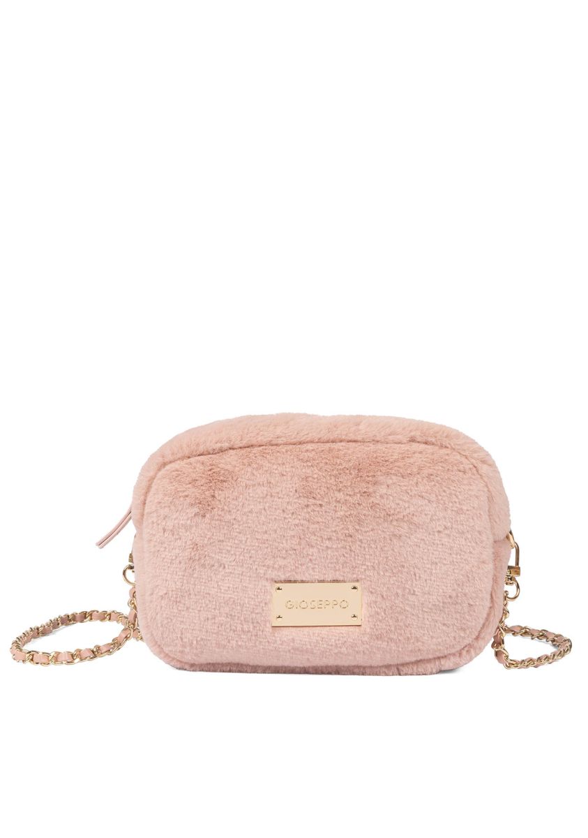 Bolso rosa de pelo con asa con cadena - fiss - ROSA