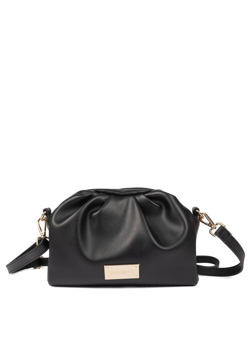 Bolso negro con frunces y asa de pelo - gravdal - NEGRO