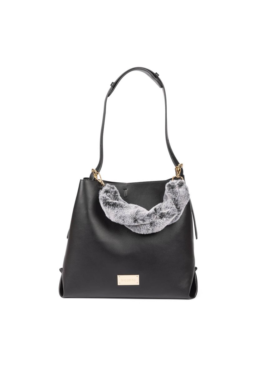 Bolso negro tipo shopper con asa de pelo - hecla  - NEGRO