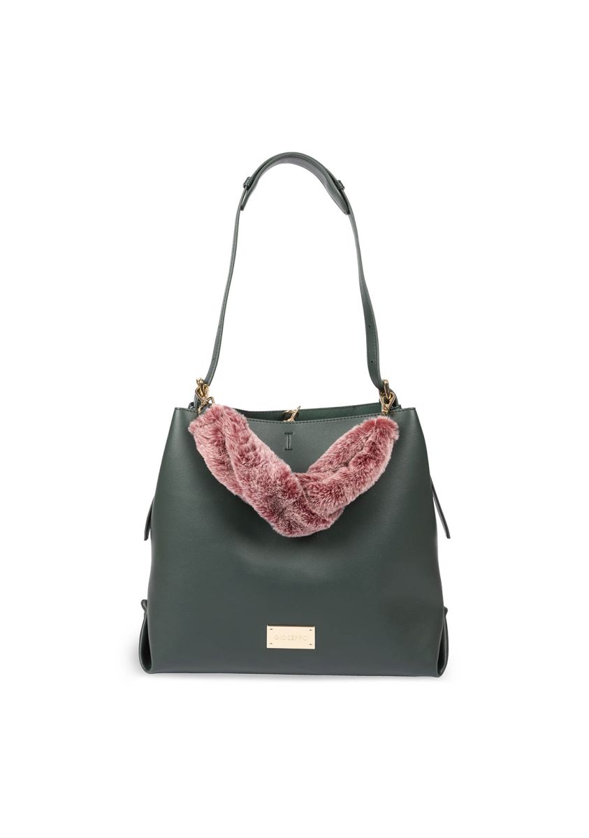 Bolso verde tipo shopper con asa de pelo - hecla  - VERDE