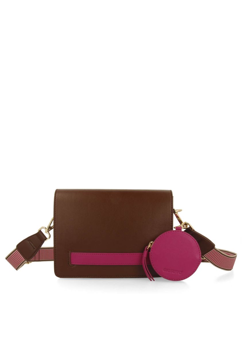 Bolso bandolera marrÃ³n con detalles rosa - jaren - MARRON