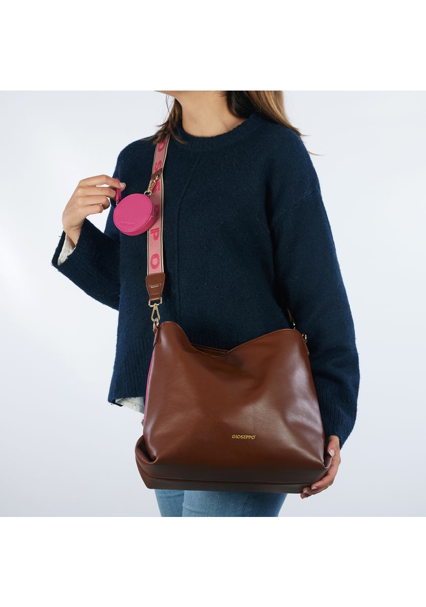Bolso shopper marrón con detalles rosa - kallham - MARRON