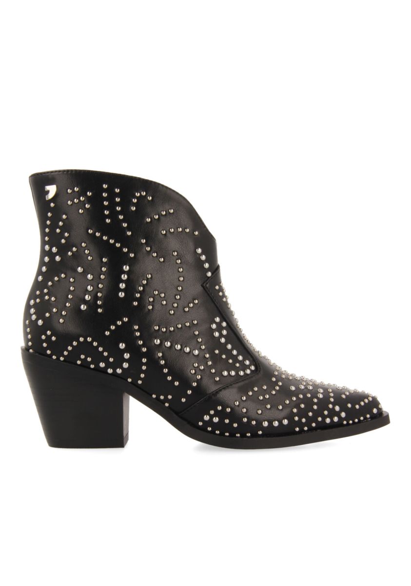 BotÃ­n estilo cowboy negro con detalle de tachuelas para mujer struer - NEGRO