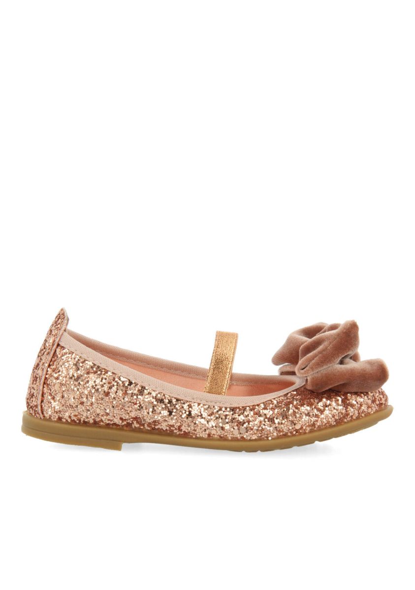 Bailarinas de glitter color rosa con lazo de terciopelo para niÃ±a koge - ROSA