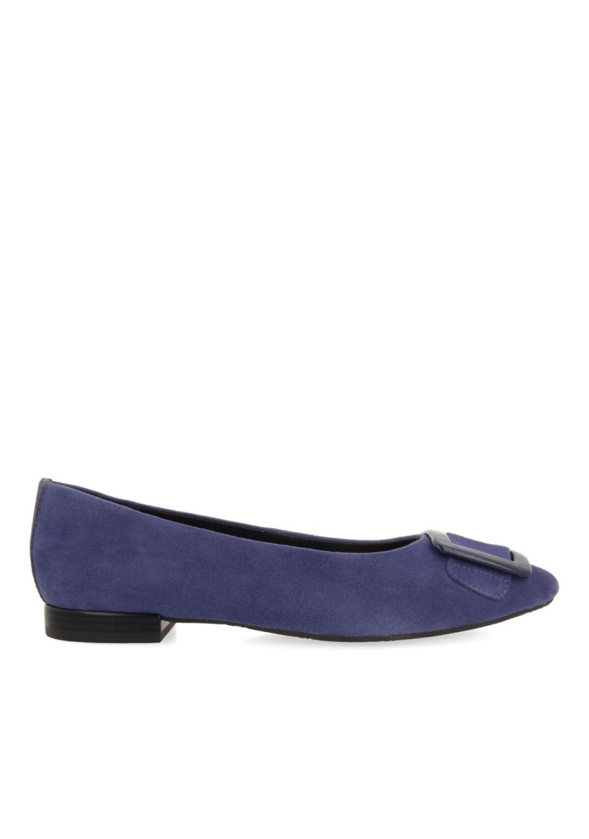 Bailarinas color marino de piel con detalle de hebilla en charol para mujer ballstad - MARINO
