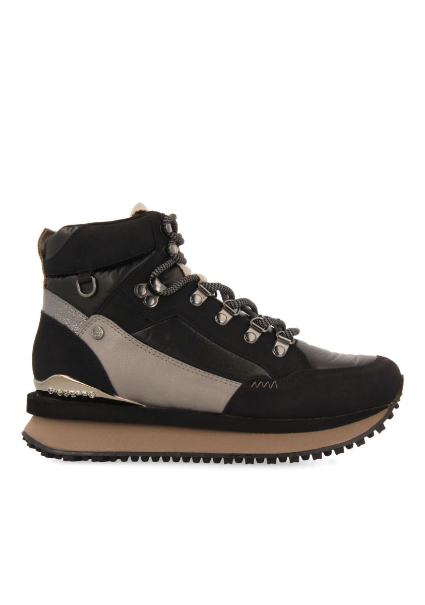 Sneakers negras tipo botÃ­n montaÃ±ero con detalles para mujer ferney - NEGRO