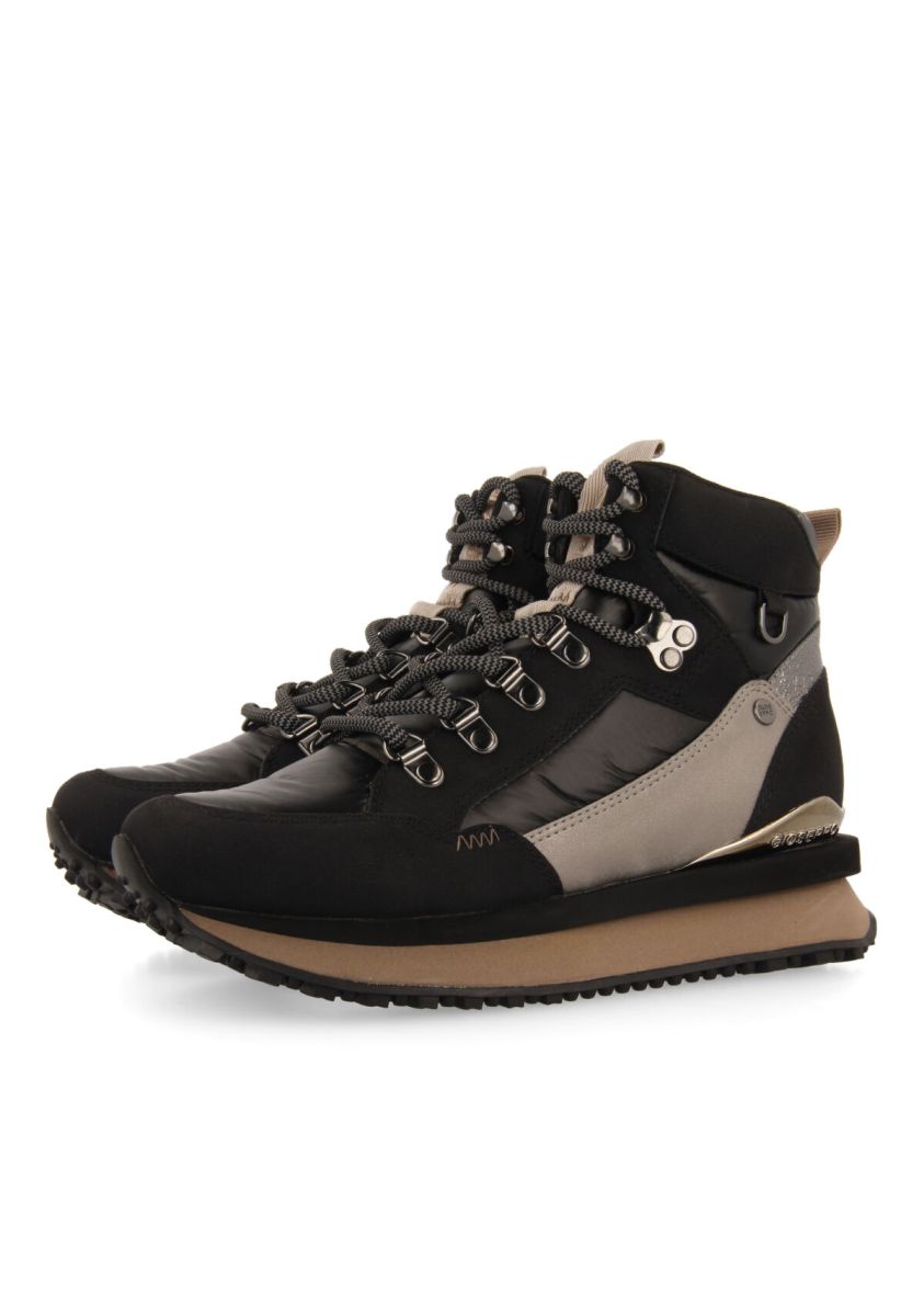 Sneakers negras tipo botÃ­n montaÃ±ero con detalles para mujer ferney - NEGRO
