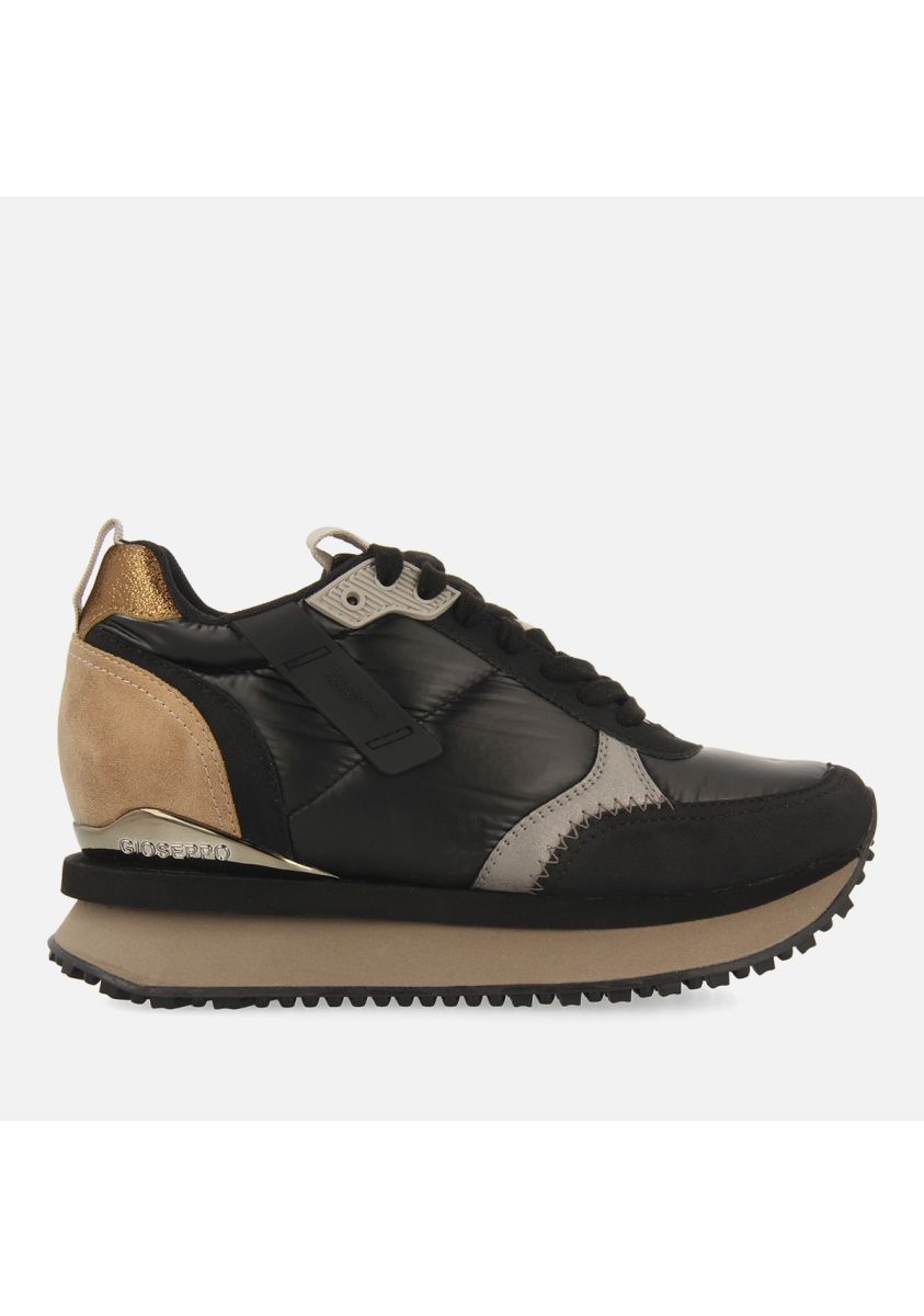 Sneakers negras monocolor acolchadas con detalles y cuÃ±a interna para mujer anif  - NEGRO