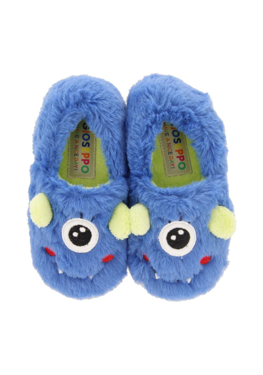 Zapatillas de estar por casa cerradas color azul con bordado de monstruito para niÃ±a y niÃ±o asten - AZUL
