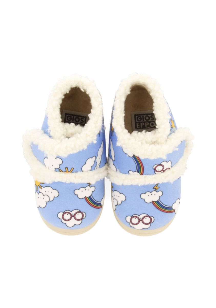 Zapatillas de estar por casa azul con estampado de nubes para bebÃ© albee - AZUL