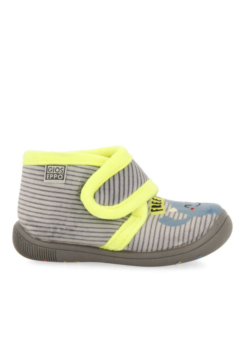Zapatillas de estar por casa gris con rayas y detalle de monstruito para bebÃ© galtur - GRIS