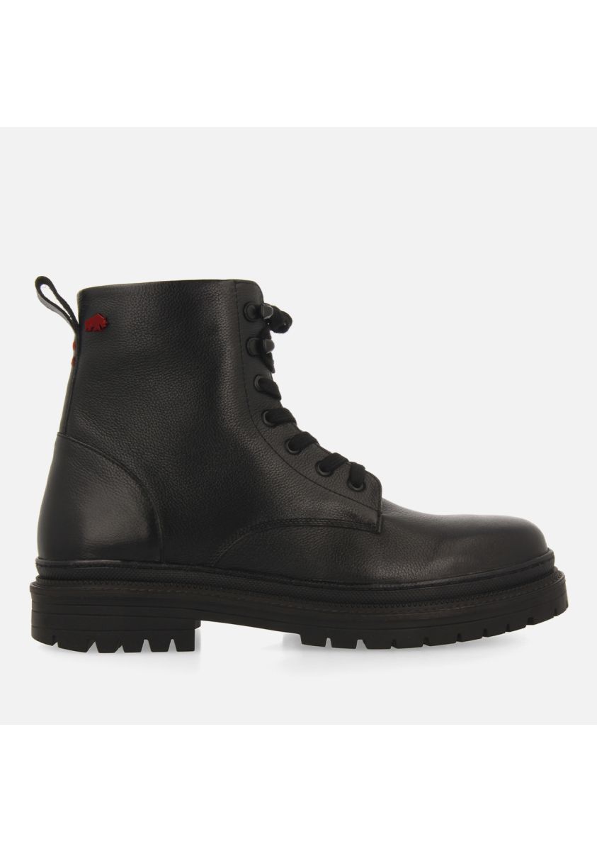 Botas de piel en color negro con cordones para hombre dolton  - NEGRO