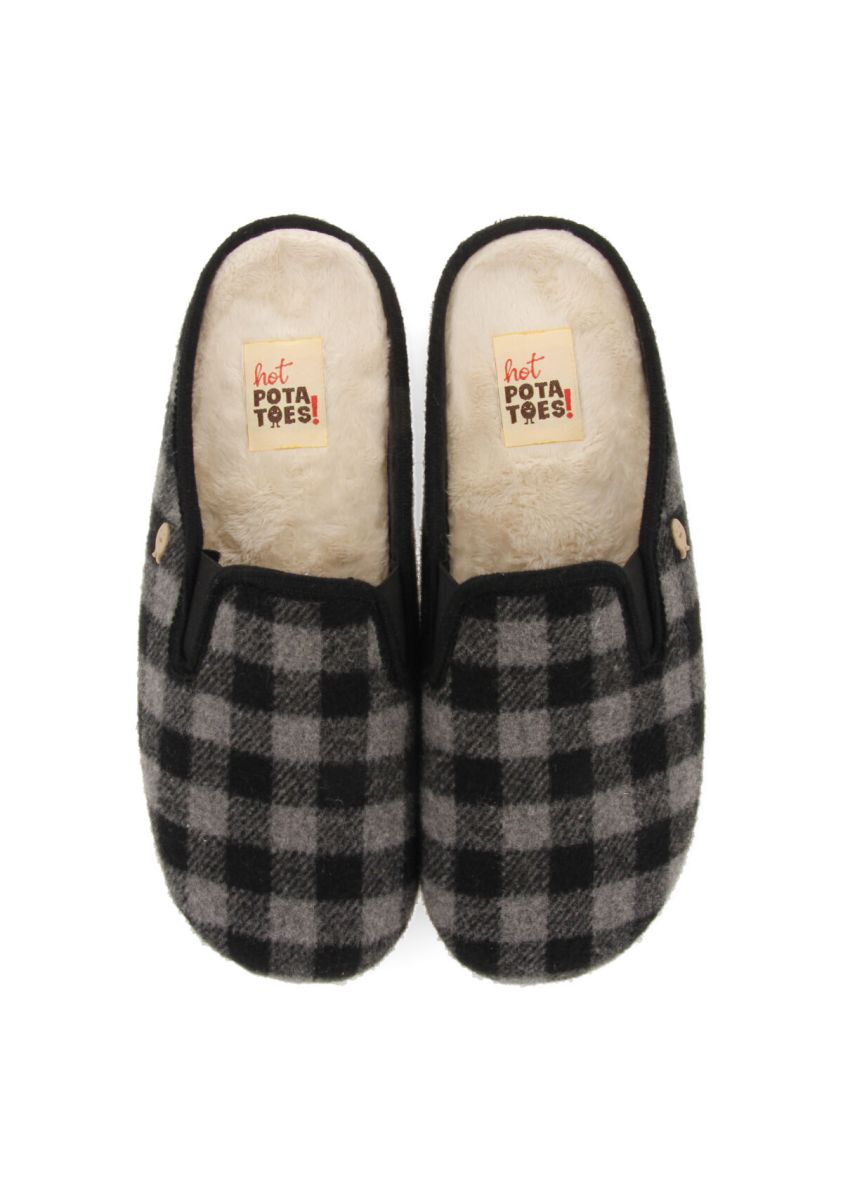 Zapatillas de estar por casa con cuadros grises peggau - GRIS