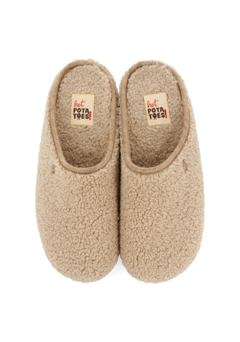 Zapatillas de estar por casa beige de borreguito reciclado nordfyn  - BEIG