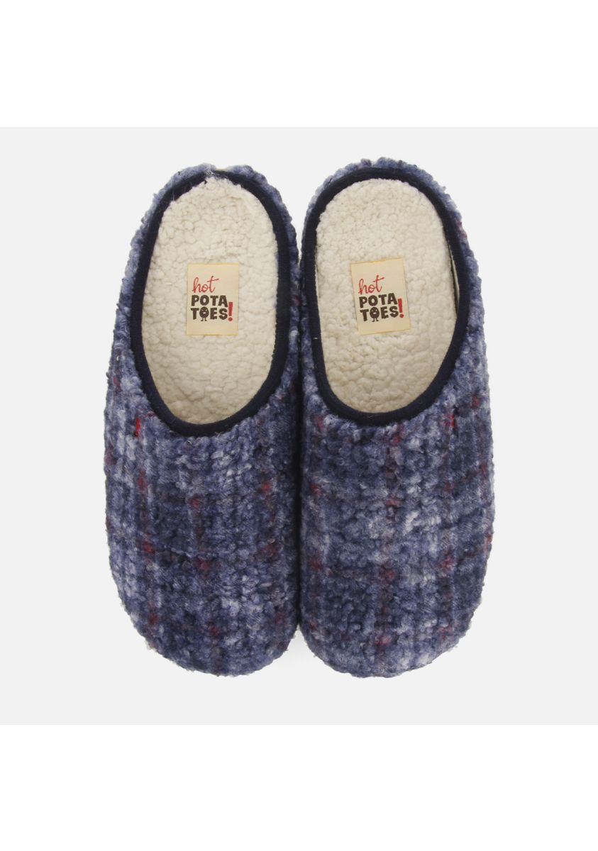 Zapatillas de estar por casa de borreguito con estampado ramsau marino - MARINO