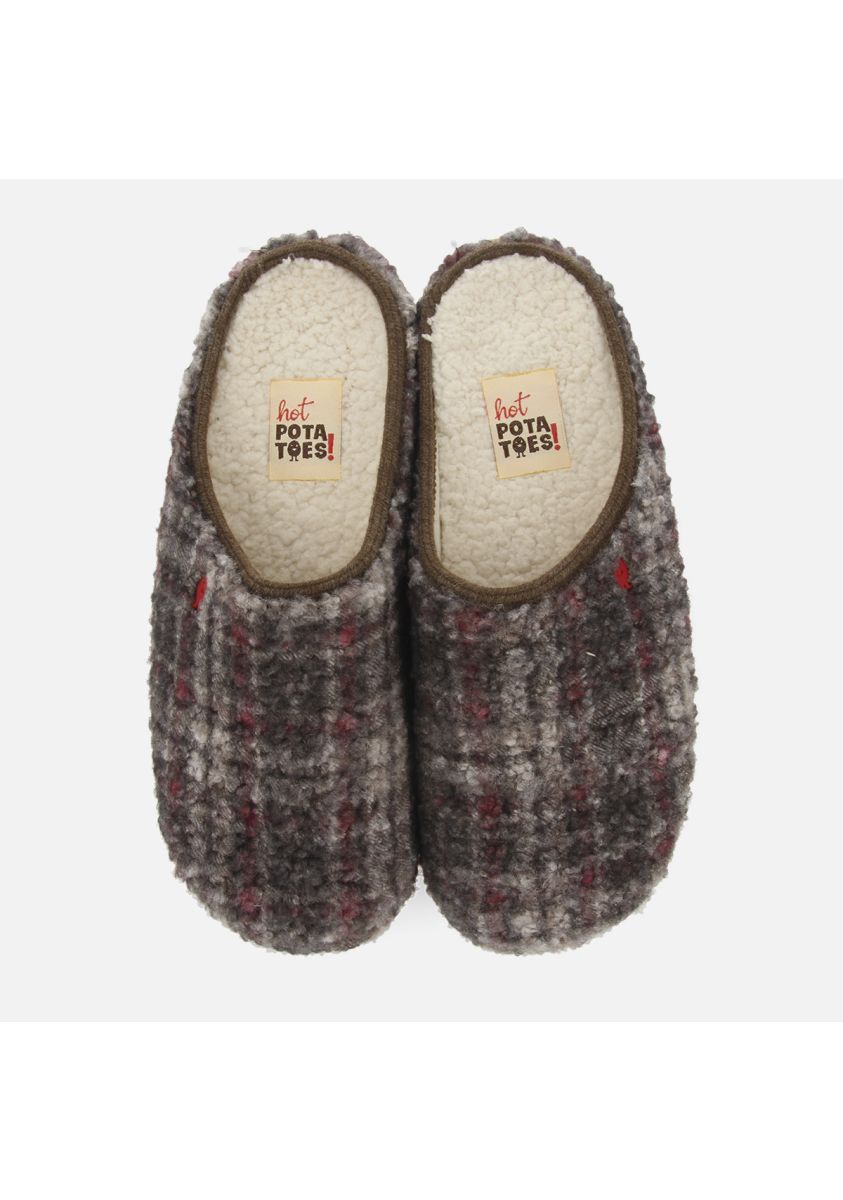 Zapatillas de estar por casa de borreguito con estampado ramsau marron - MARRON