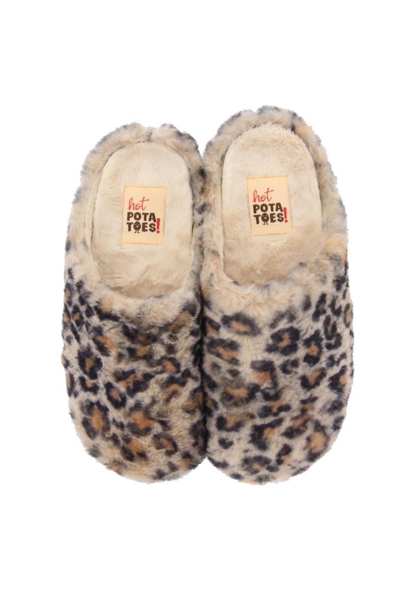Zapatillas de estar por casa de pelo reciclado rosholt    - LEOPARDO