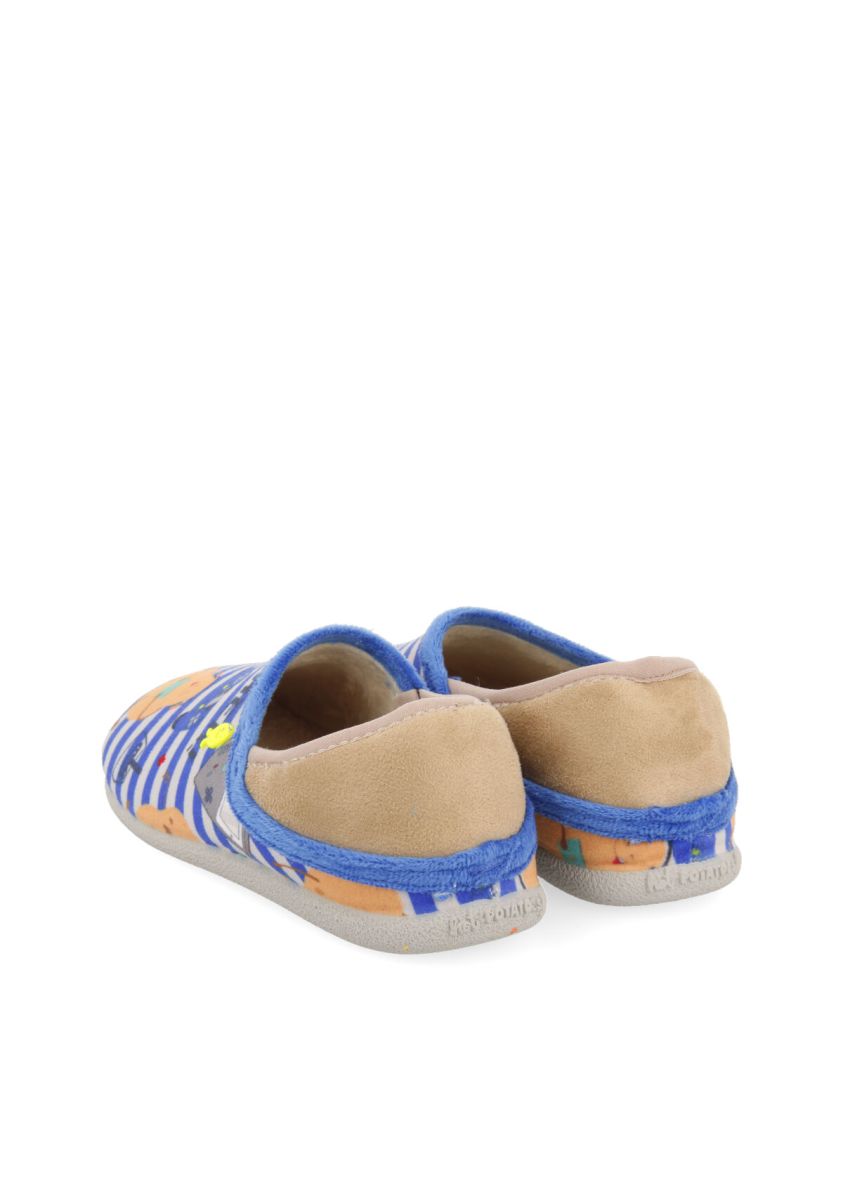 Zapatillas de estar por casa infantiles azul de rayas con estampado de patatillas allerod - AZUL