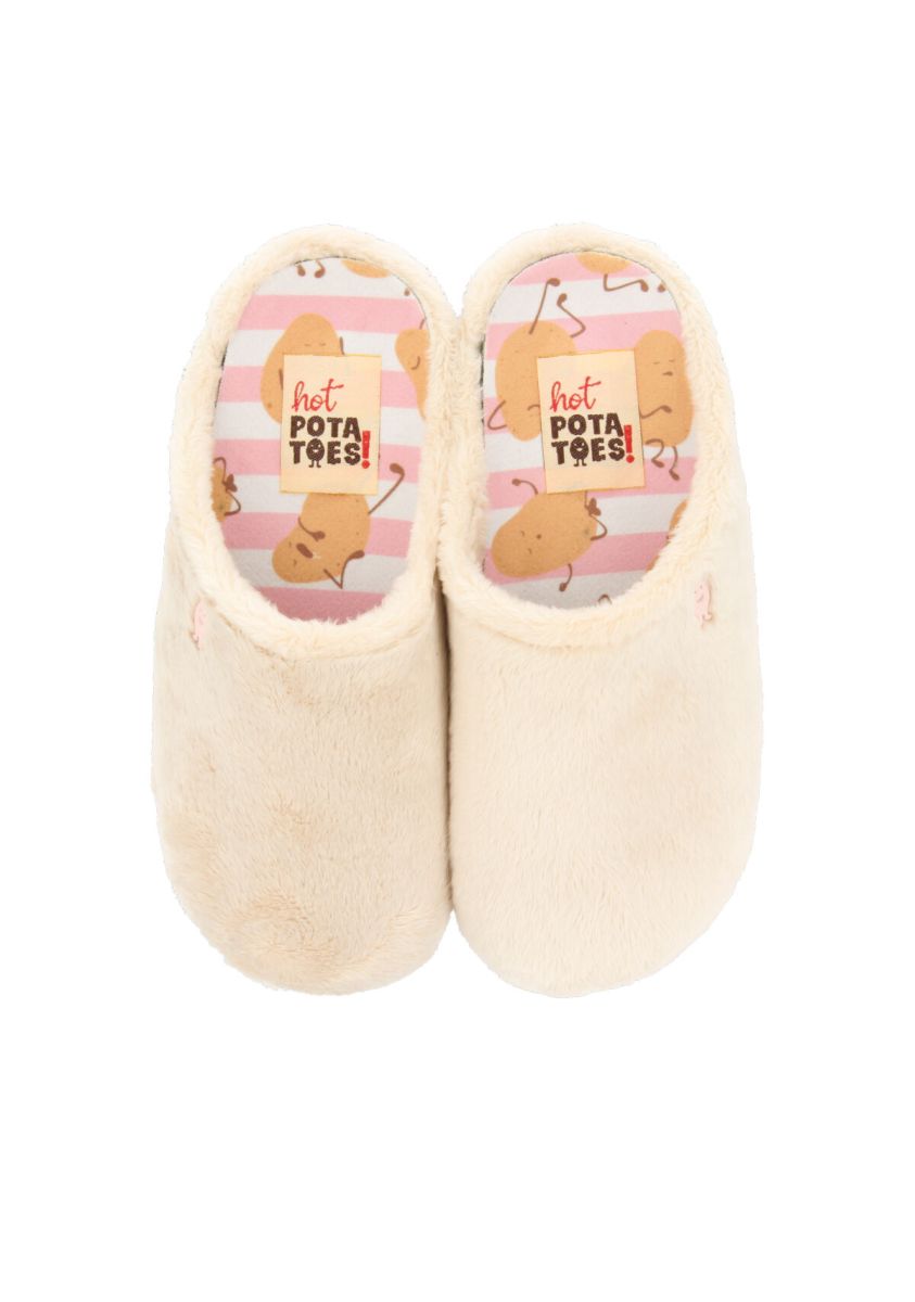 Zapatillas de estar por casa infantiles de pelo beige cavour  - BEIG