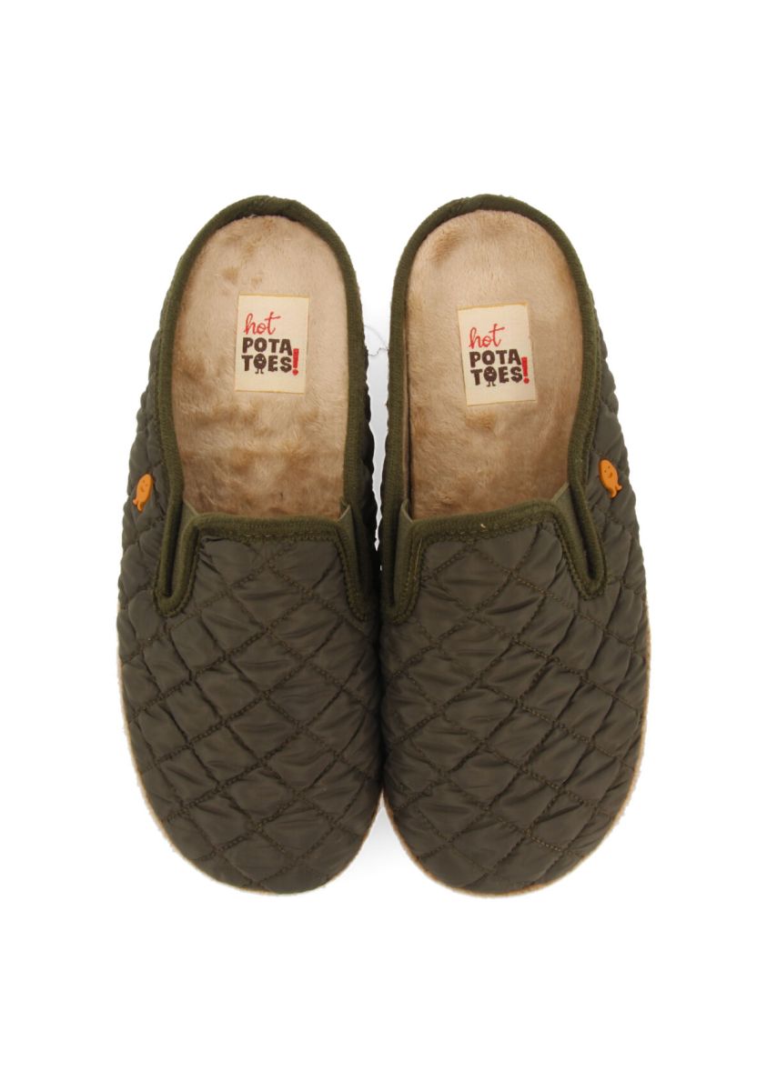 Zapatillas de estar por casa acolchadas color caqui hedensted - KAKI