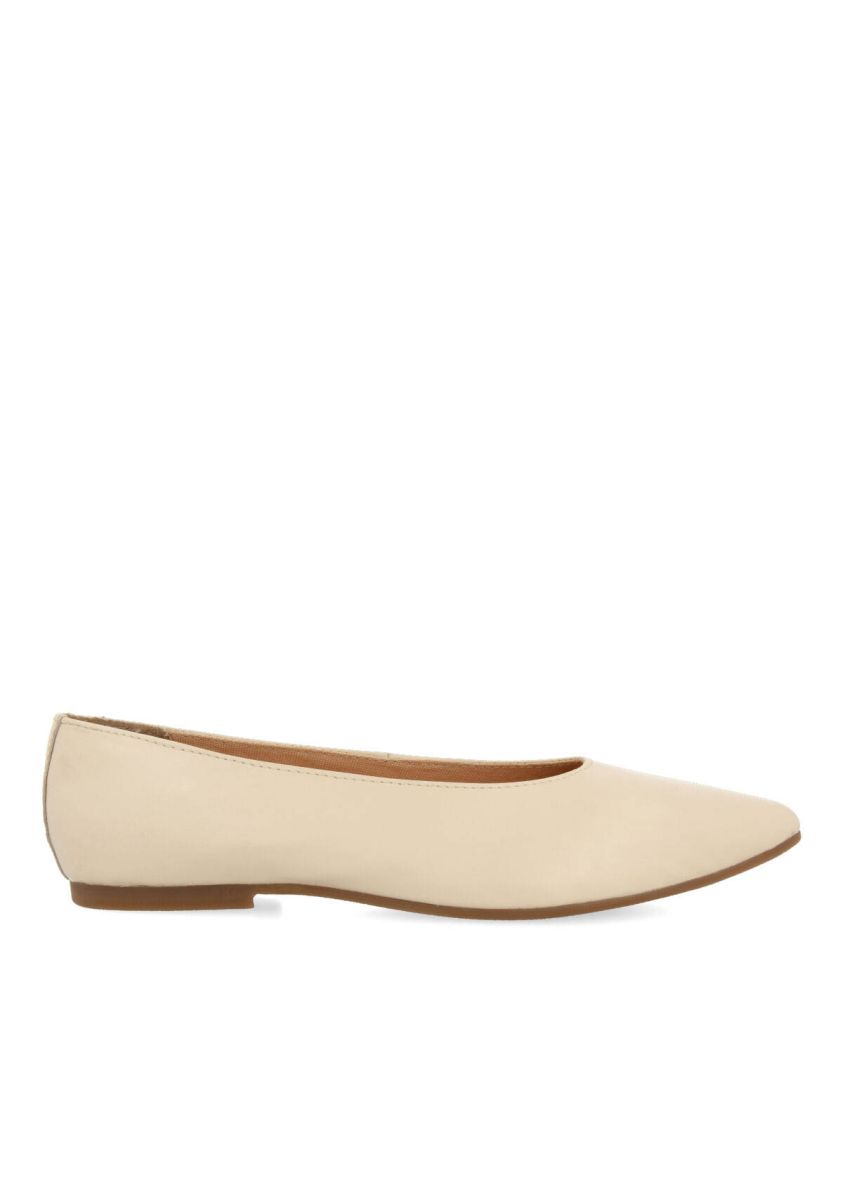 Bailarinas off-white de piel con punta fina para mujer slagelse  - OFF-WHITE