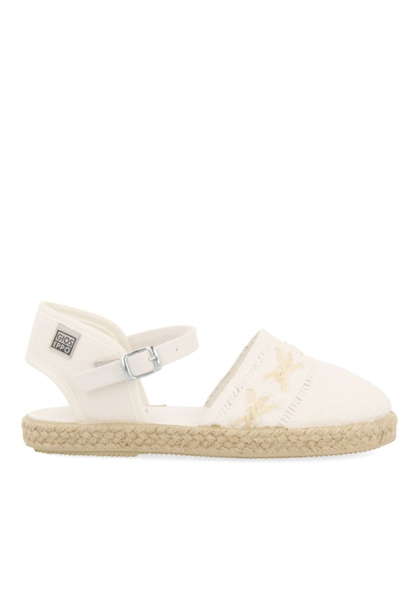 ESPADRILLES BLANCAS ESTILO ALPARGATA CON BORDADO Y DETALLES EN YUTE PARA NIÃA Y NIÃO COMITINI - BLANCO