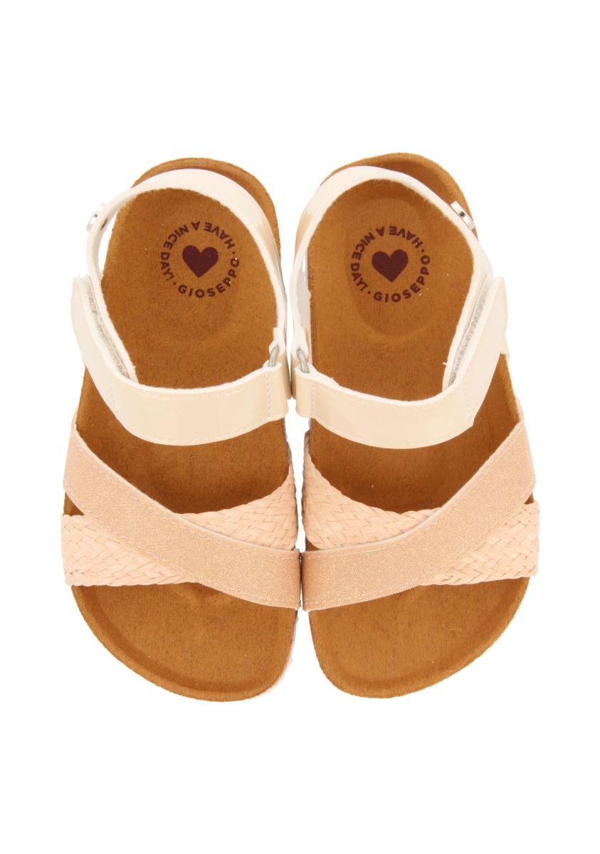 CHANCLAS DE SUELA BIO COLOR NUDE CON GLITTER Y TRENZADO EN RAFIA PARA NIÃA Y NIÃO BIVONA - NUDE