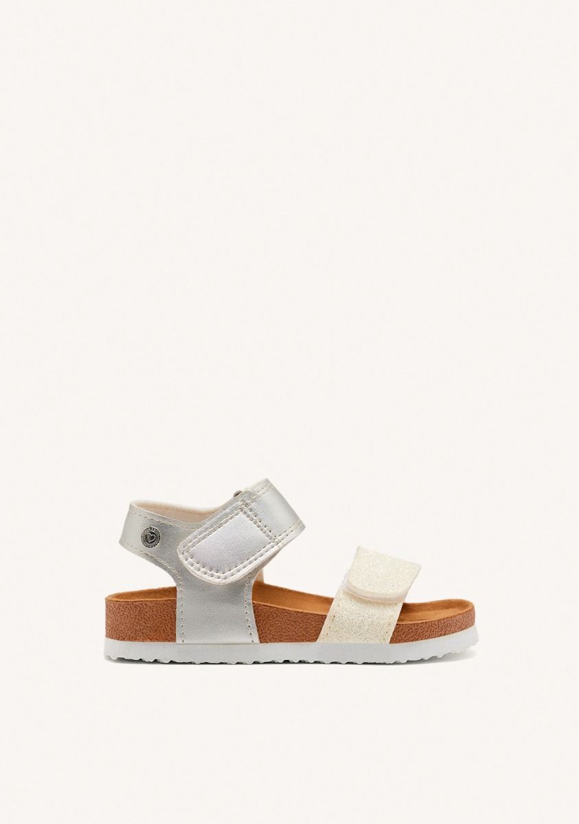 CHANCLAS DE SUELA BIO BLANCAS Y PLATEADAS CON GLITTER PARA NIÃA Y NIÃO ANGWING - BLANCO