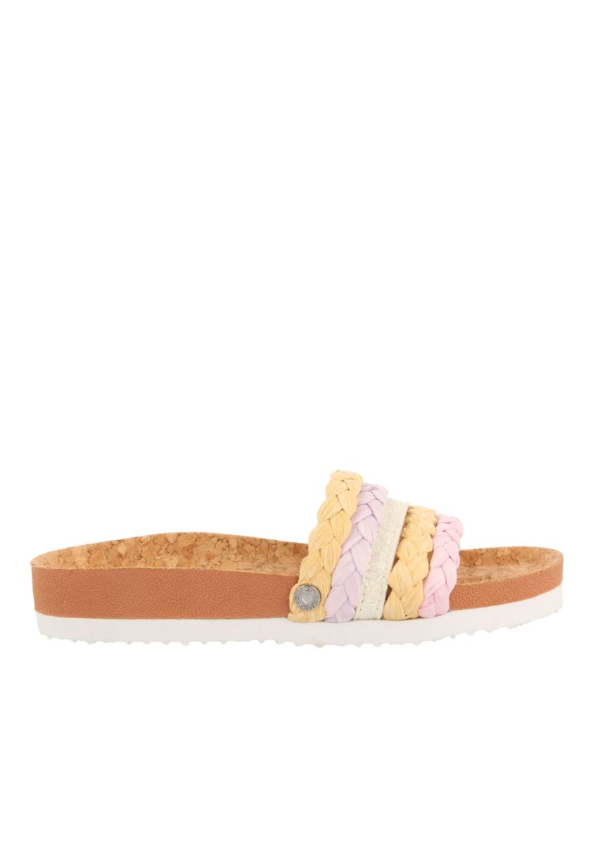 CHANCLAS DE SUELA BIO MULTICOLOR CON TRENZADO EN RAFIA Y DETALLES EN GLITTER PARA NIÃA Y NIÃO KATUND - MULTICOLOR