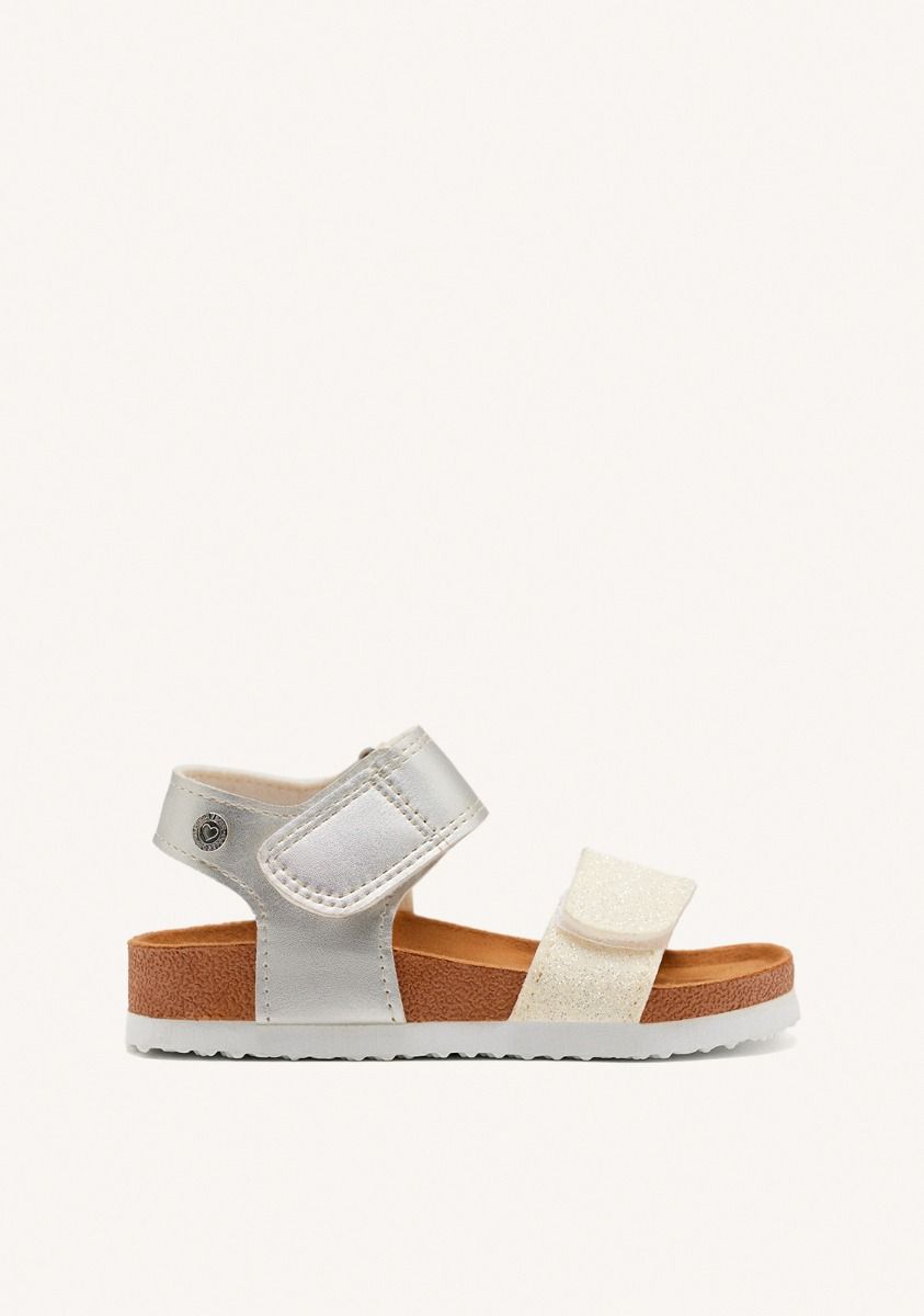 CHANCLAS DE SUELA BIO BLANCAS Y PLATEADAS CON GLITTER PARA NIÃA Y NIÃO ANGWING - BLANCO