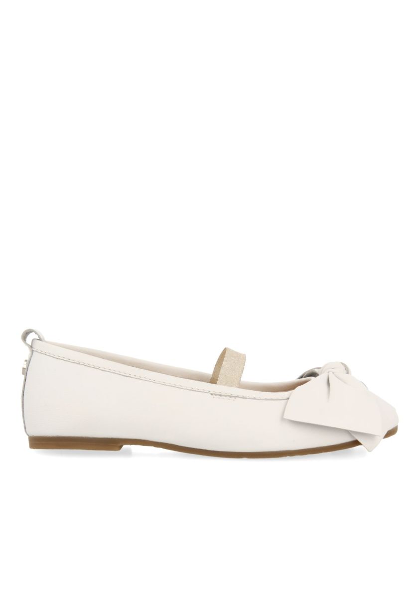 BAILARINAS COLOR OFF-WHITE DE PIEL CON LAZO PARA NIÃA Y NIÃO TUDY - OFF-WHITE