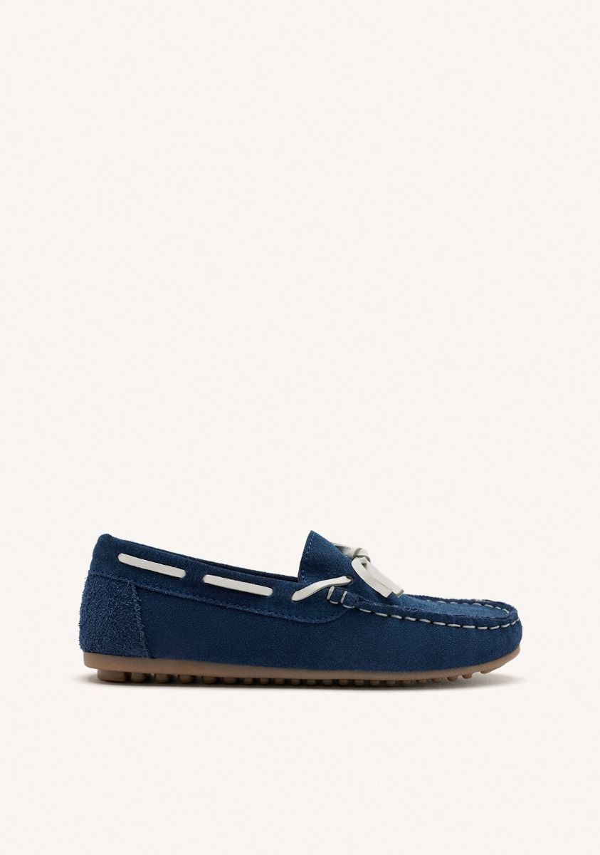 MOCASÃN COLOR AZUL MARINO ESTILO NÃUTICO DE PIEL PARA NIÃO Y NIÃA ASBURY - MARINO