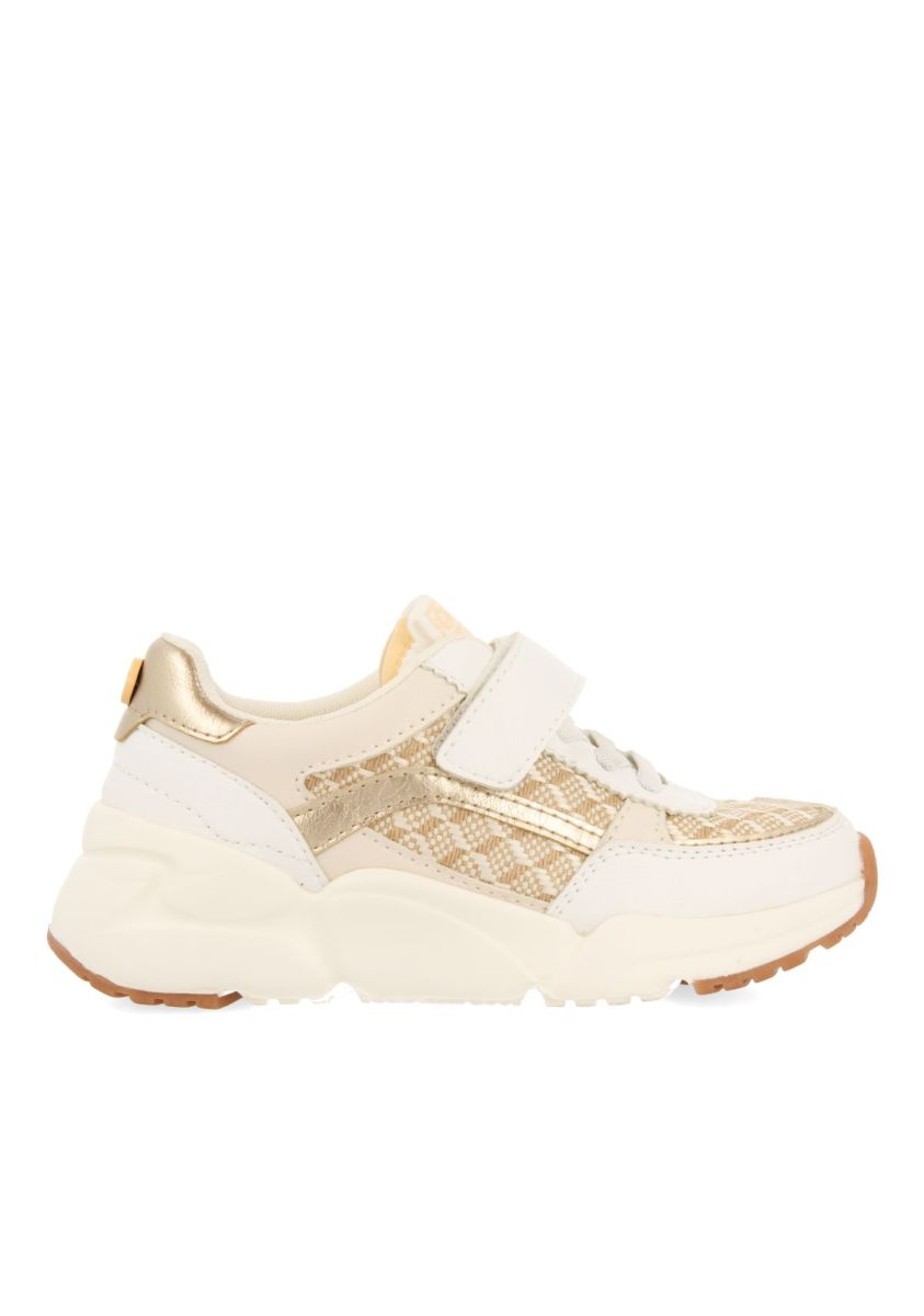 SNEAKERS BLANCAS CON DETALLES EN RAFIA Y ACENTOS METALIZADOS PARA NIÃA Y NIÃO KUKUR - BLANCO