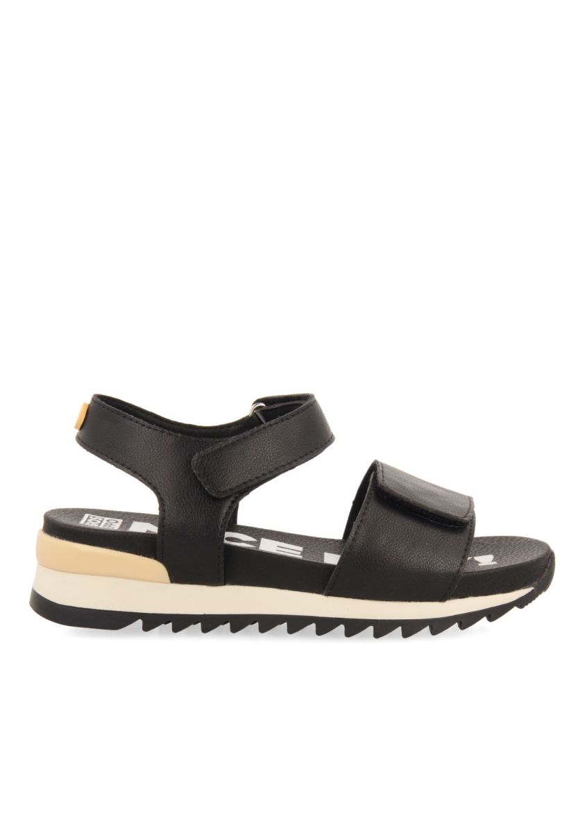SANDALIAS DEPORTIVAS NEGRAS CON DETALLE EN AMARILLO PARA NIÃA Y NIÃO LOOE - NEGRO