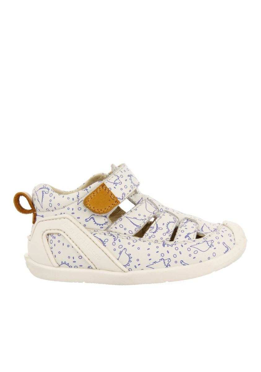 SANDALIAS BLANCAS DE PIEL ESTILO CANGREJERAS CON ESTAMPADO FANTASÃA PARA BEBÃ DEVOLL - BLANCO