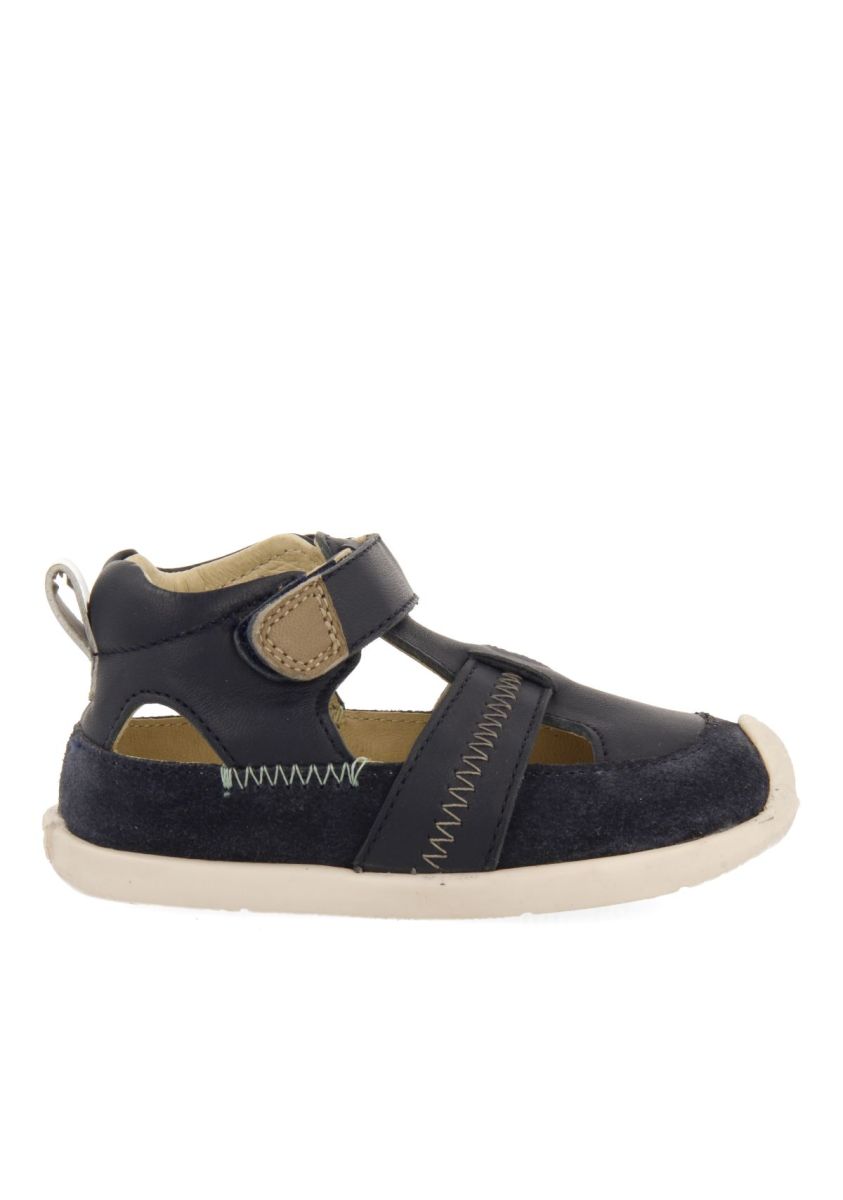 SANDALIAS COLOR AZUL MARINO DE PIEL ESTILO CANGREJERAS CON ACENTOS DE COLOR PARA BEBÃ SLLOVE - MARINO