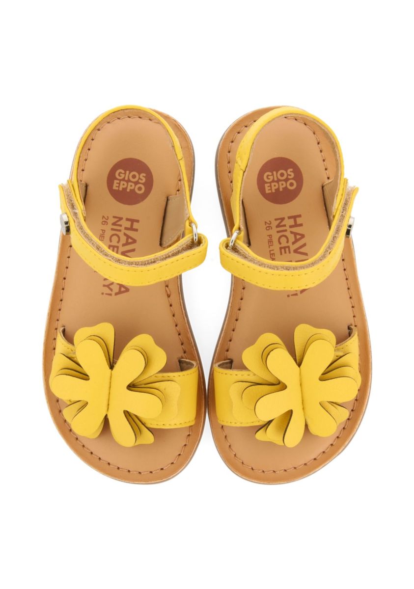 SANDALIAS AMARILLAS DE PIEL CON ADORNO DE FLORES PARA NIÃA Y NIÃO TAKILMA - AMARILLO