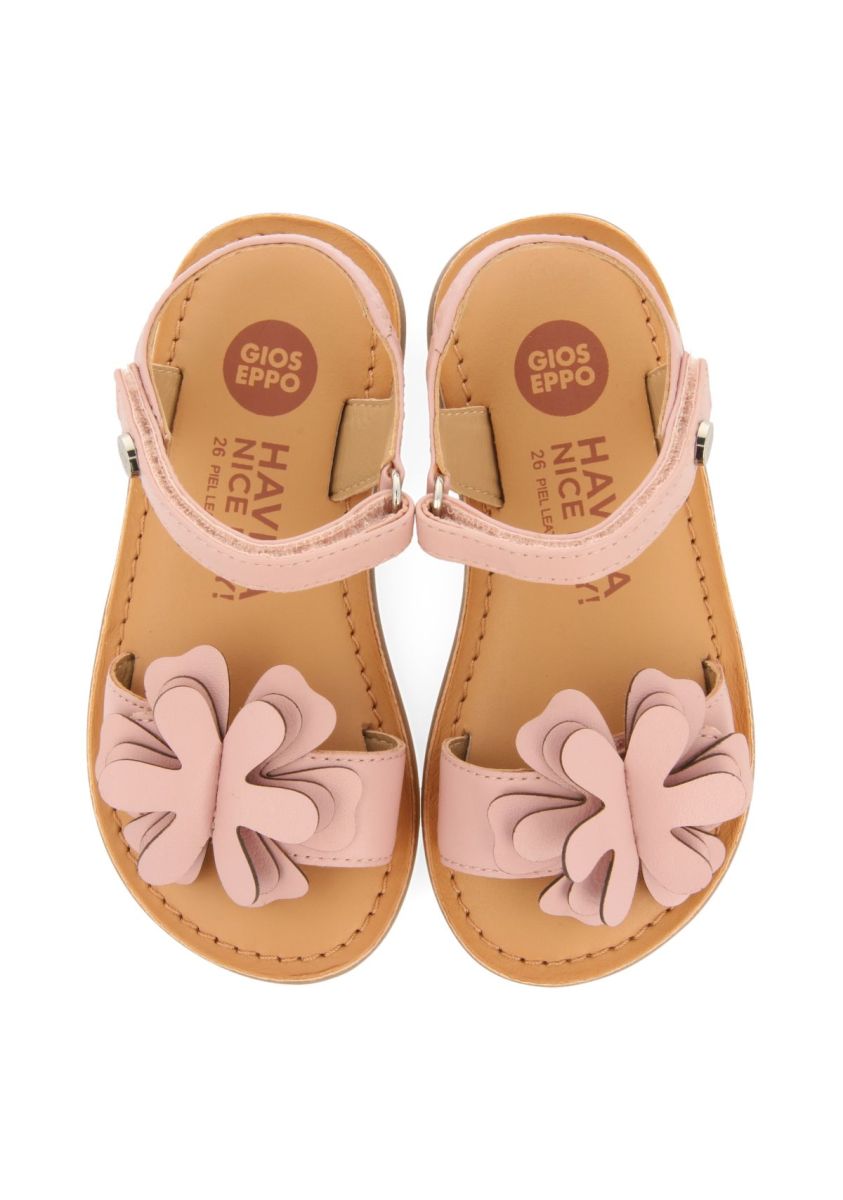 SANDALIAS ROSAS DE PIEL CON ADORNO DE FLORES PARA NIÃA Y NIÃO TAKILMA - ROSA