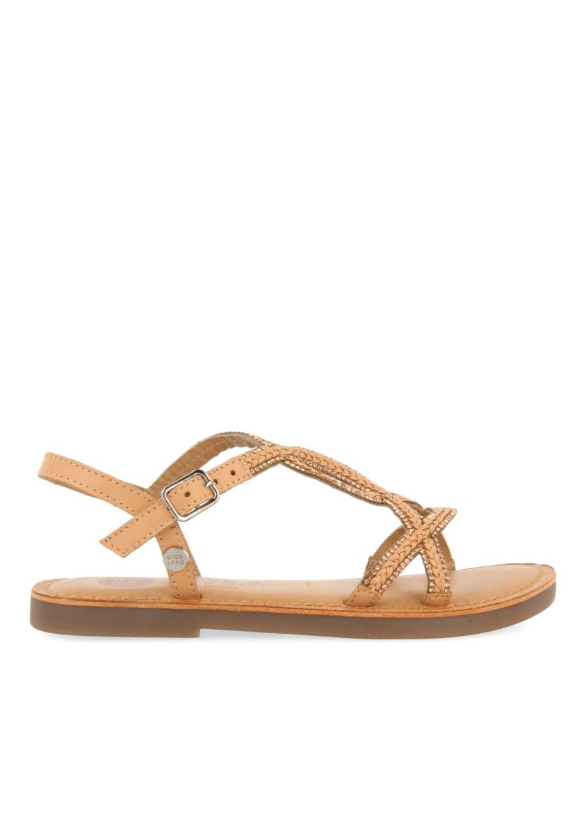 SANDALIAS COLOR NUDE DE PIEL CON PEDRERÃA PARA NIÃA Y NIÃO AUCILLA - NUDE