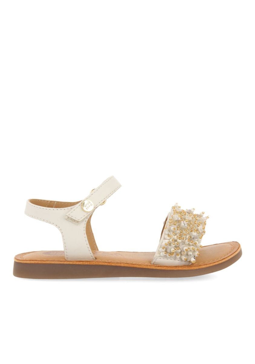 SANDALIAS BLANCAS DE PIEL CON ADORNOS DE CUENTASPARA NIÃA Y NIÃO BLESLE - BLANCO