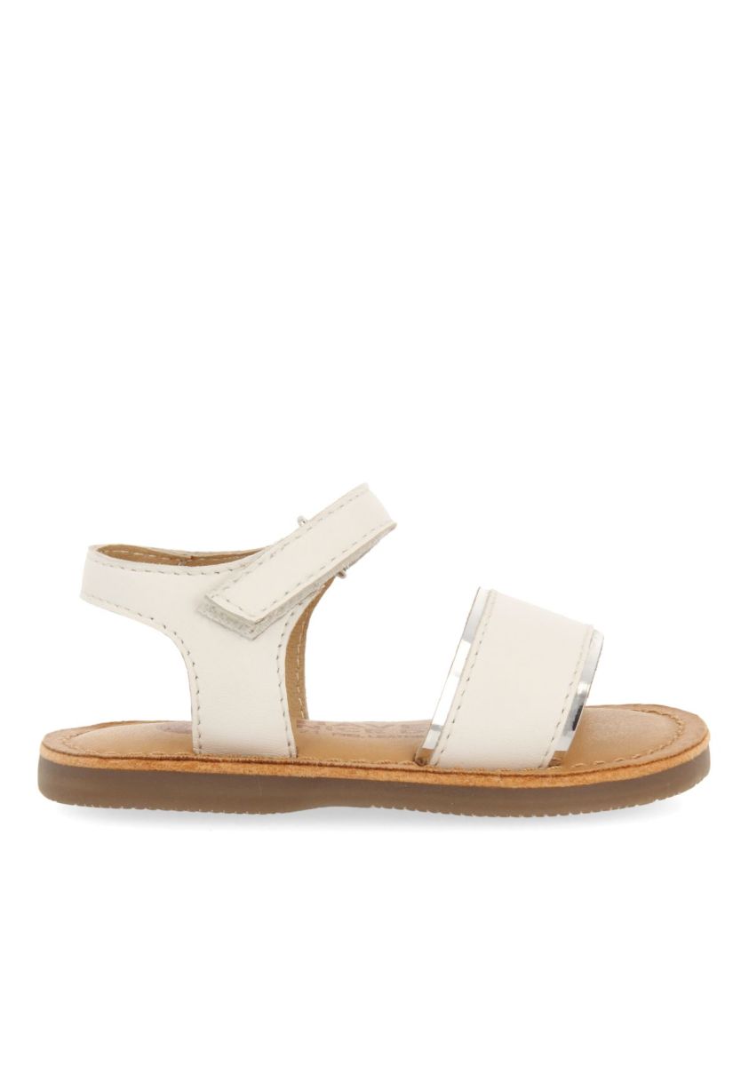 SANDALIAS BLANCAS DE PIEL CON DETALLES METALIZADOS PARA BEBÃ ALIKO - BLANCO