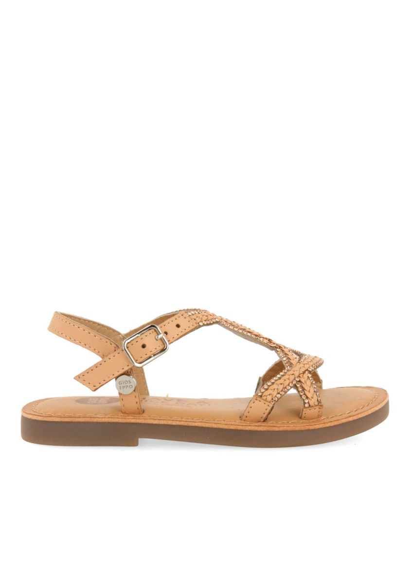 SANDALIAS COLOR NUDE DE PIEL CON PEDRERÃA PARA NIÃA Y NIÃO SCIO - NUDE