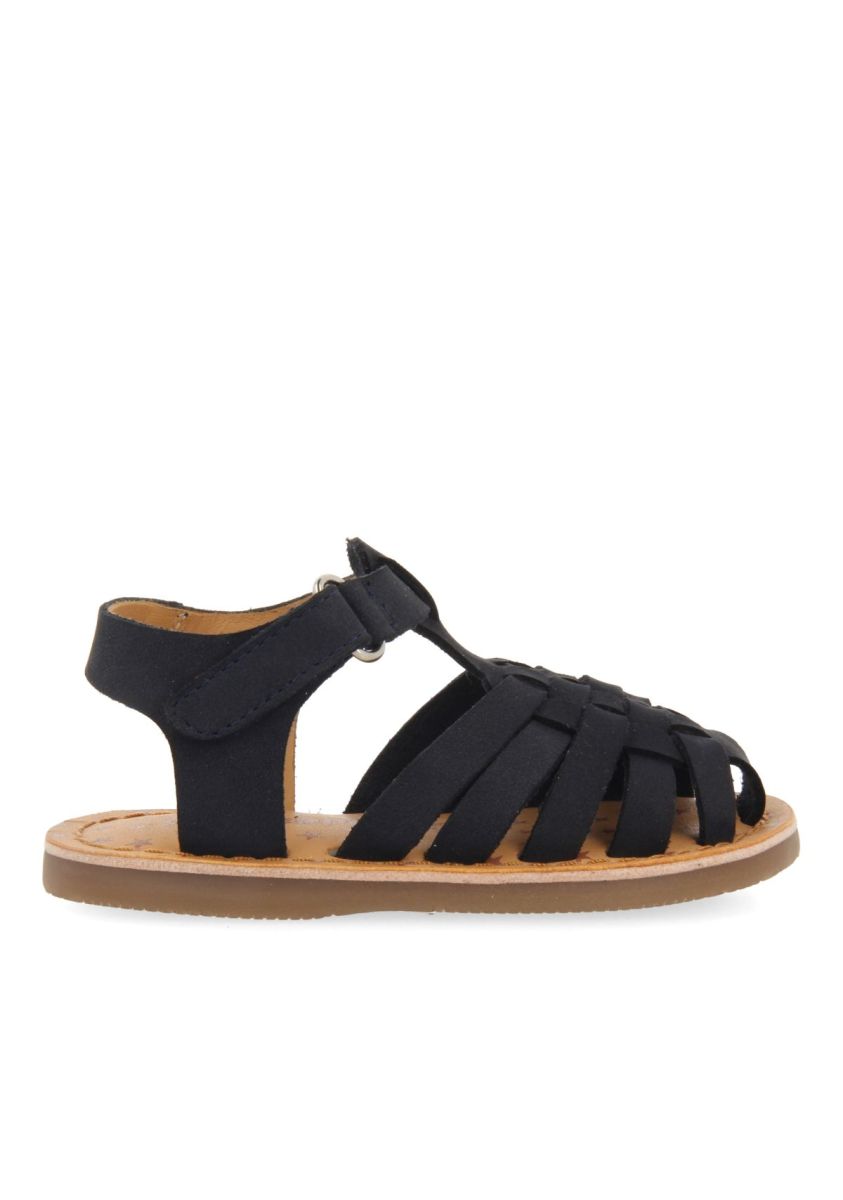 SANDALIAS COLOR AZUL MARINO DE PIEL ESTILO CANGREJERA PARA BEBÃ HARRAH - MARINO