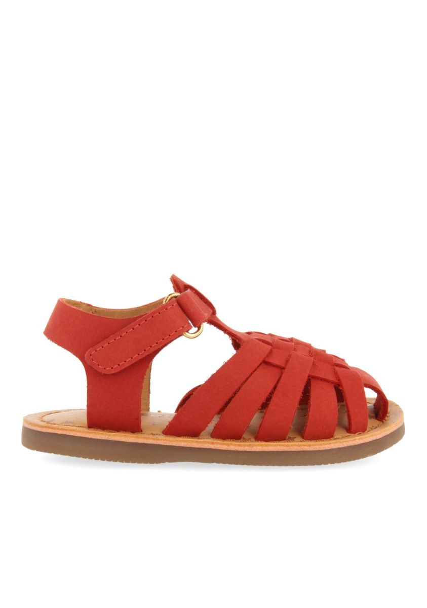 SANDALIAS ROJAS DE PIEL ESTILO CANGREJERA PARA BEBÃ HARRAH - ROJO
