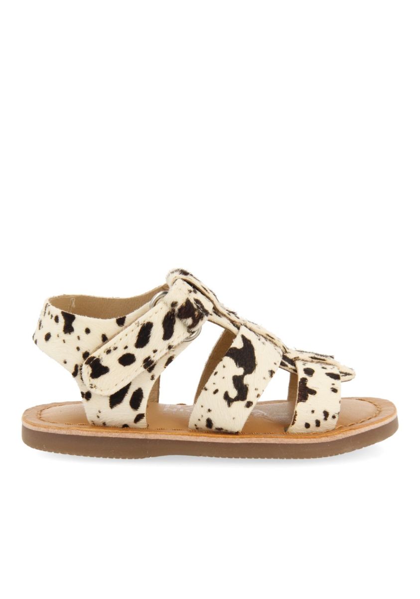 SANDALIAS DE PIEL ESTILO ROMANAS CON ESTAMPADO ANIMAL PARA BEBÃ GENERAC - BLANCO