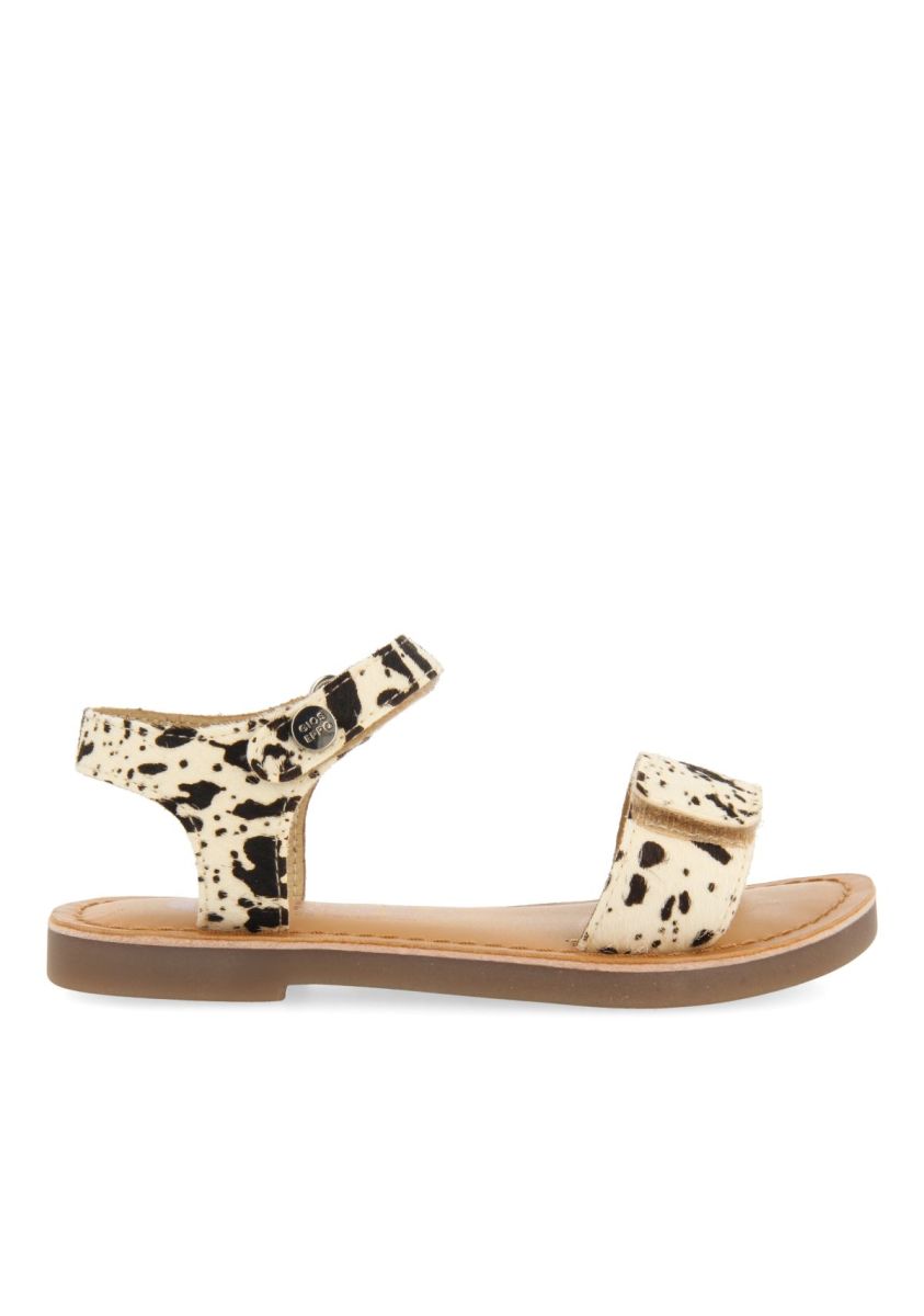 SANDALIAS DE PIEL CON ESTAMPADO ANIMAL Y CIERRE AJUSTABLE PARA NIÃA SELITE - BLANCO