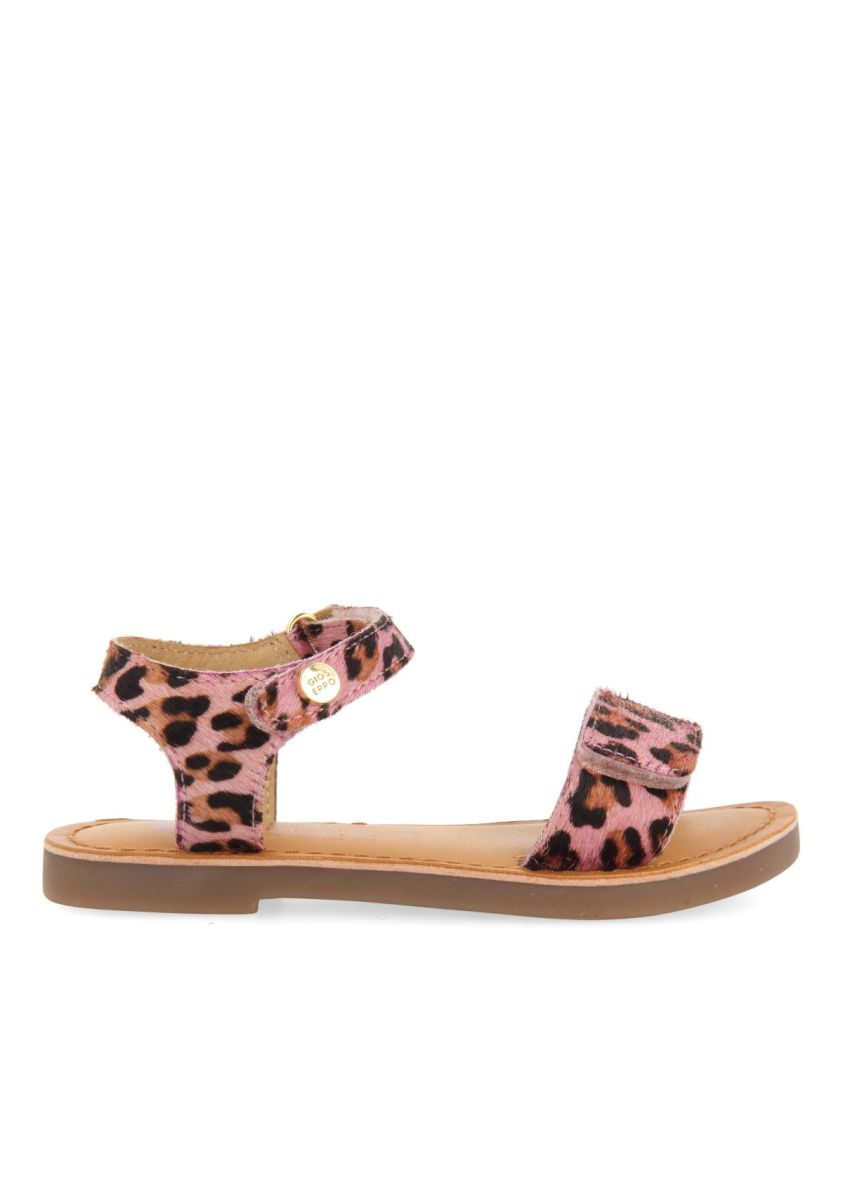 SANDALIAS DE PIEL CON ESTAMPADO ANIMAL Y CIERRE AJUSTABLE PARA NIÃA SELITE - ROSA