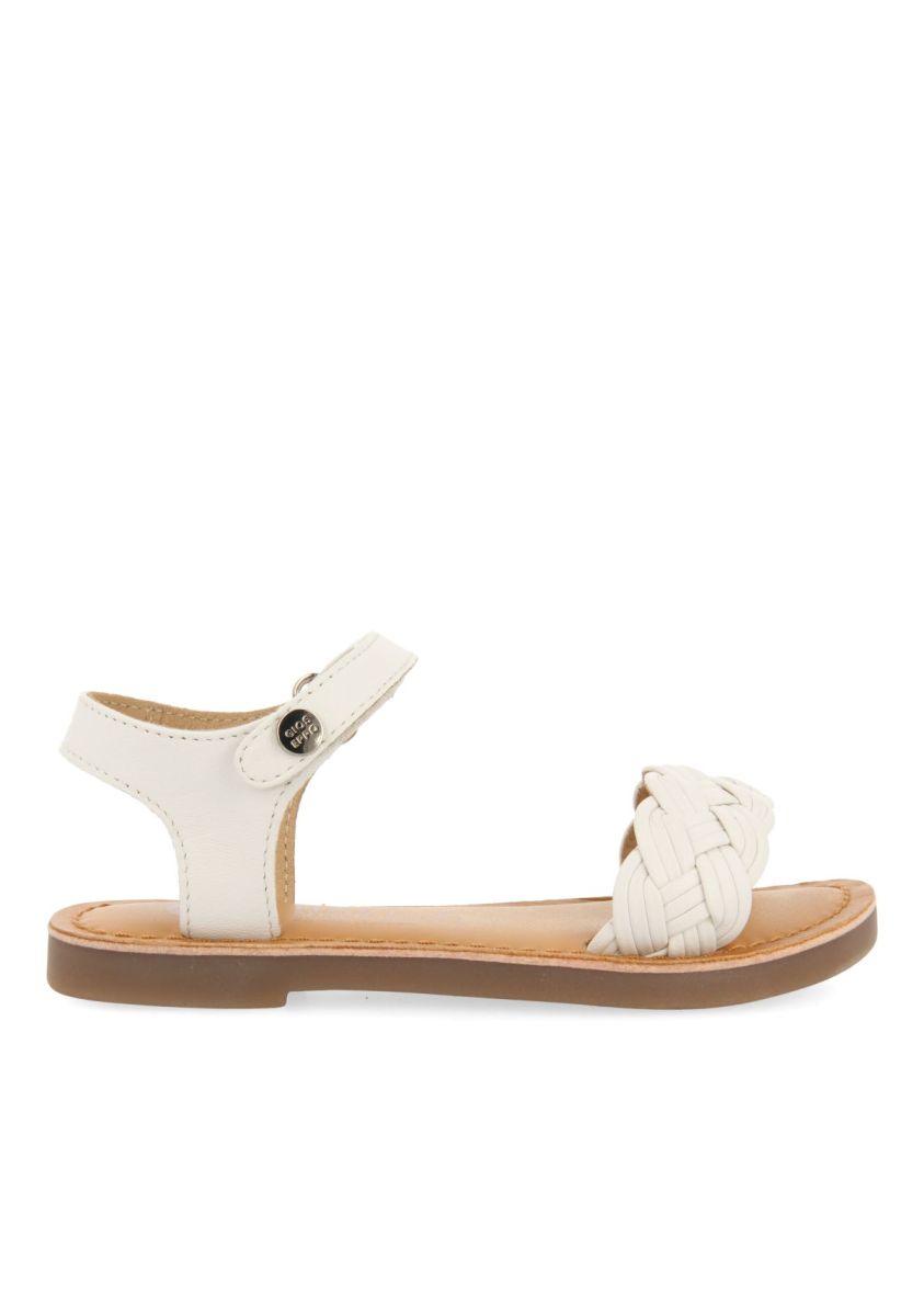 SANDALIAS BLANCAS DE PIEL CON TRENZADO Y CIERRE AJUSTABLE PARA NIÃA Y NIÃO MANASTIR - BLANCO
